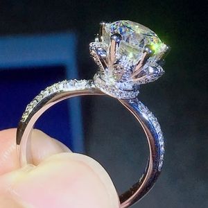 18K WHITE GOLD 3 CARAT CZ FLORAL ENGAGEMENT RING